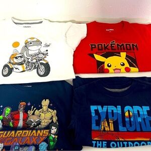 Old Navy Boys Bundle of (4) T-Shirts Small (6-7) Pokémon,Guardians of Galaxy Etc